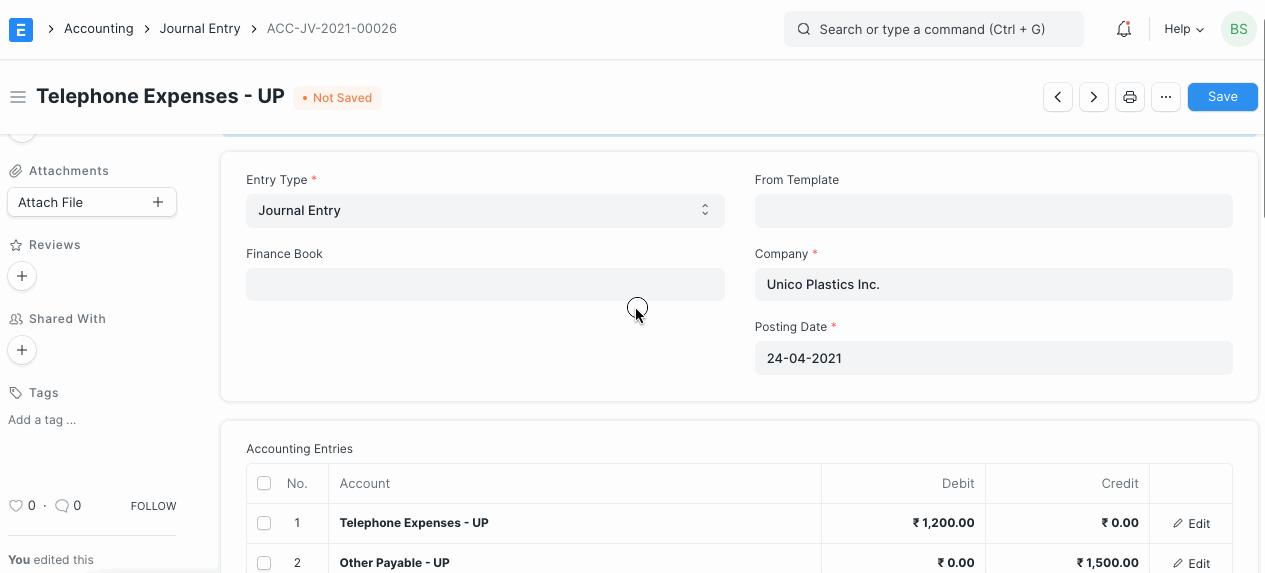 Difference ENtry