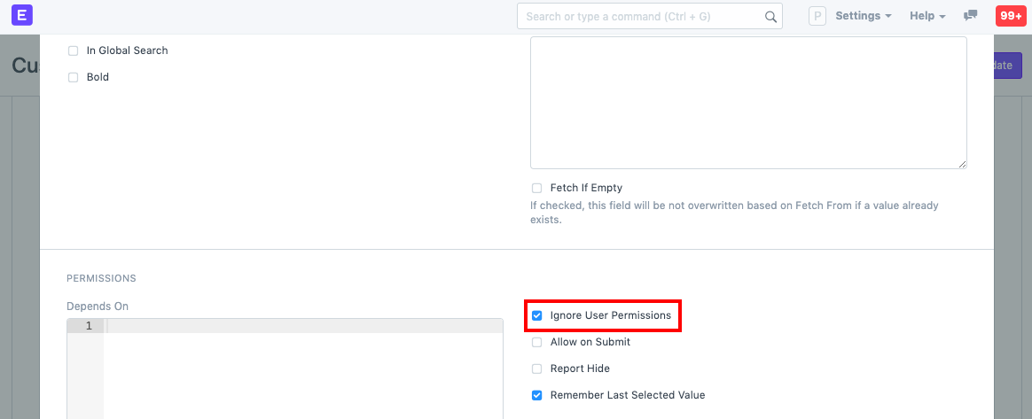 Ignore User Permissions on specific properties