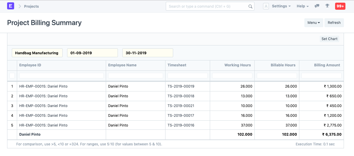 Billable Time Sheets