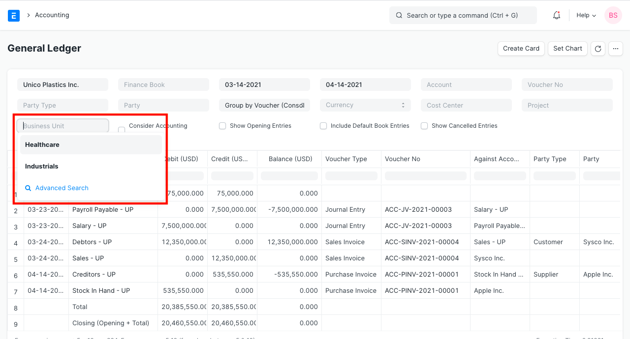 Accounting Dimension in Reports