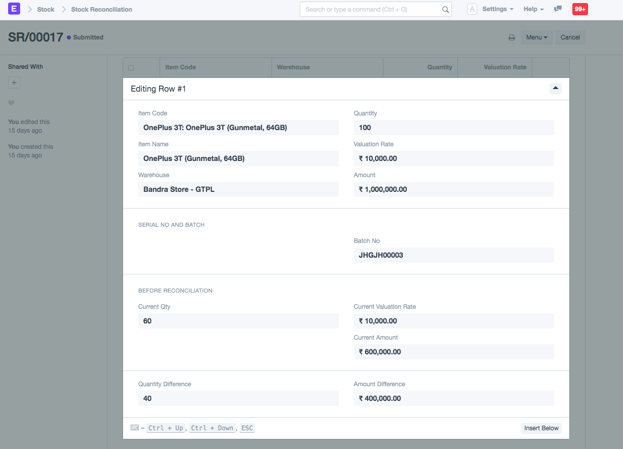 Stock Reconciliation