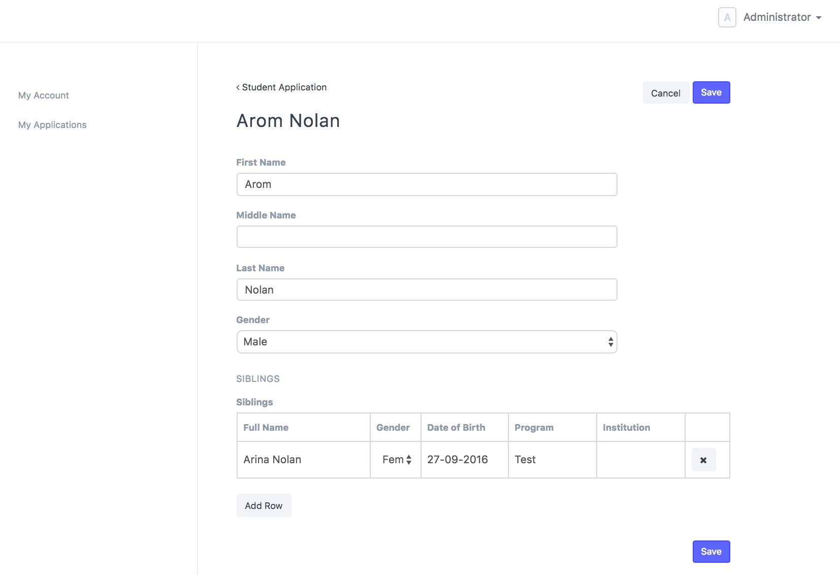 Web form Grid