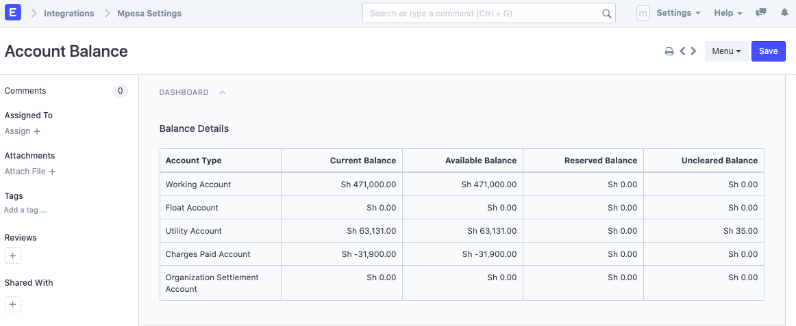 POS Account Balance