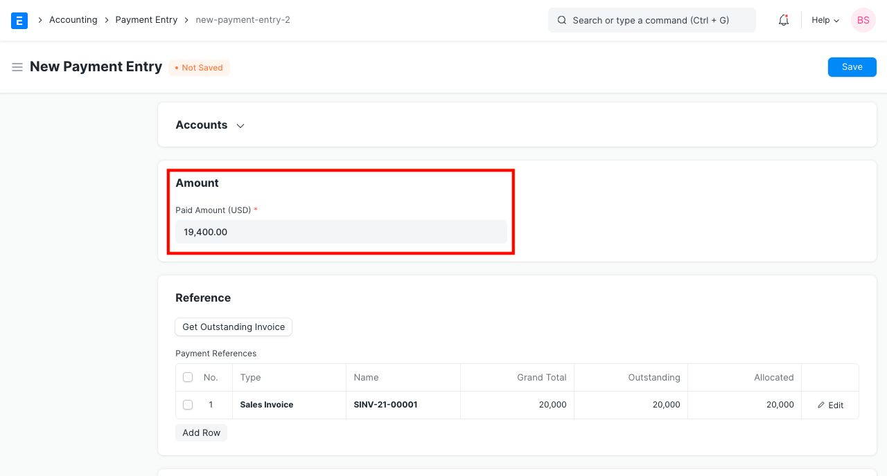Paid Amount in Payment Entry