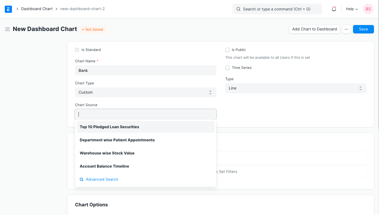 Select Dashboard Chart Source