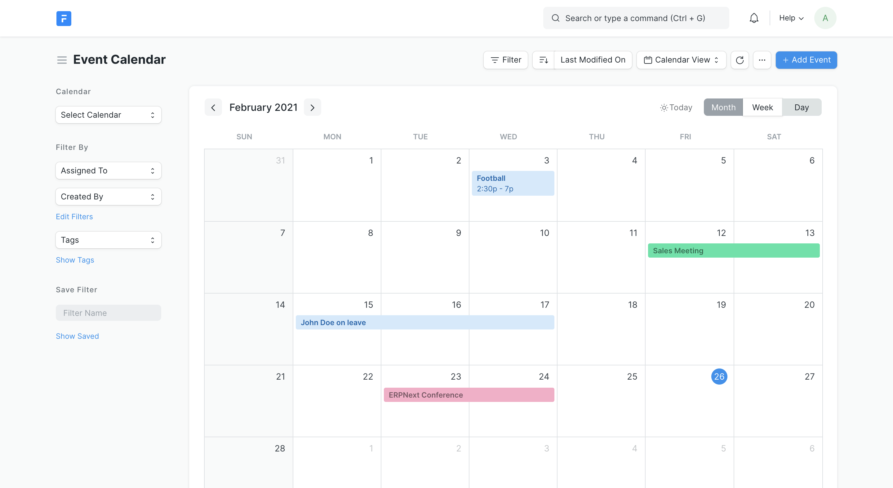 Calendar View