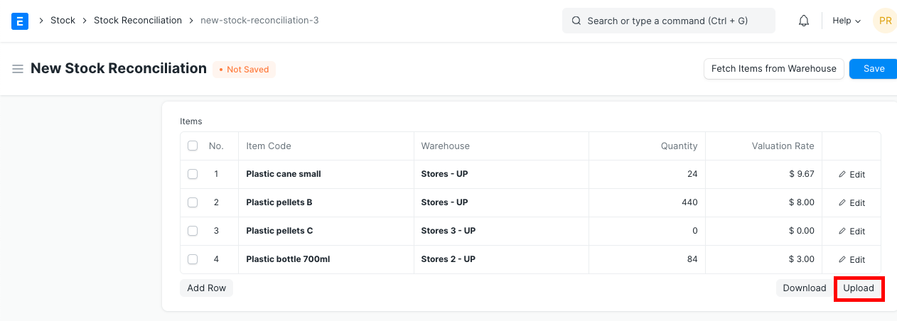 Stock Reconciliation