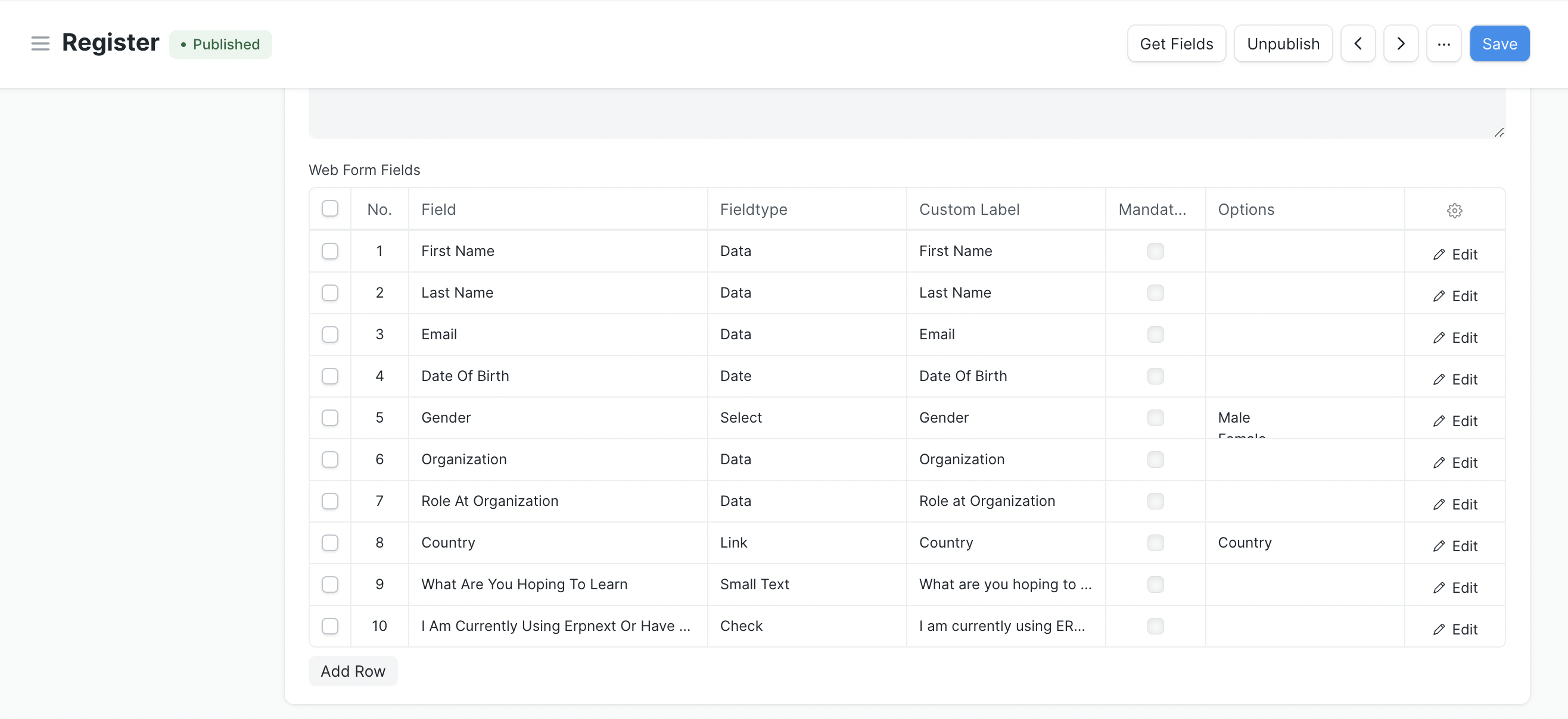 Web Form Fields