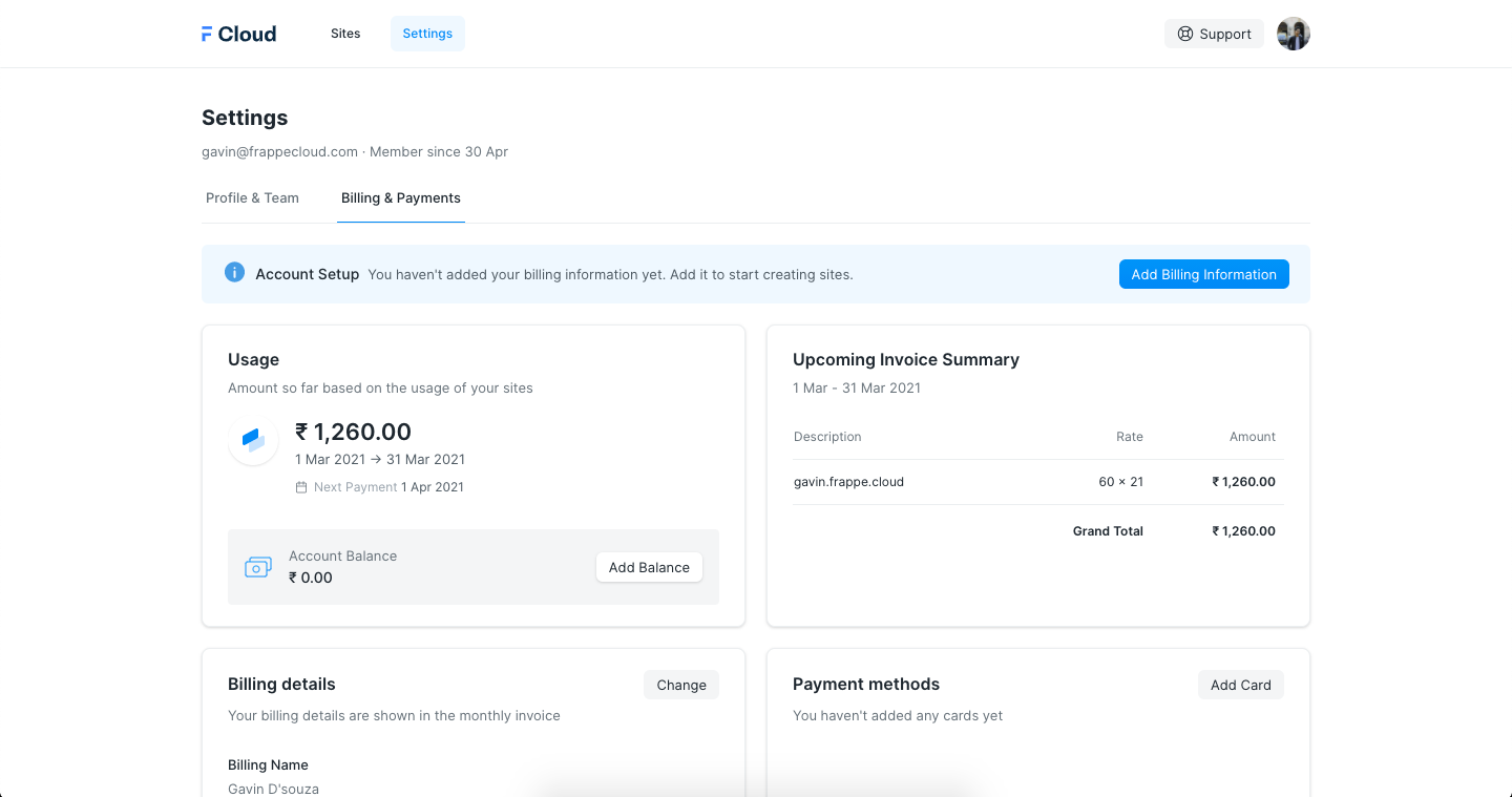 Billing Dashboard