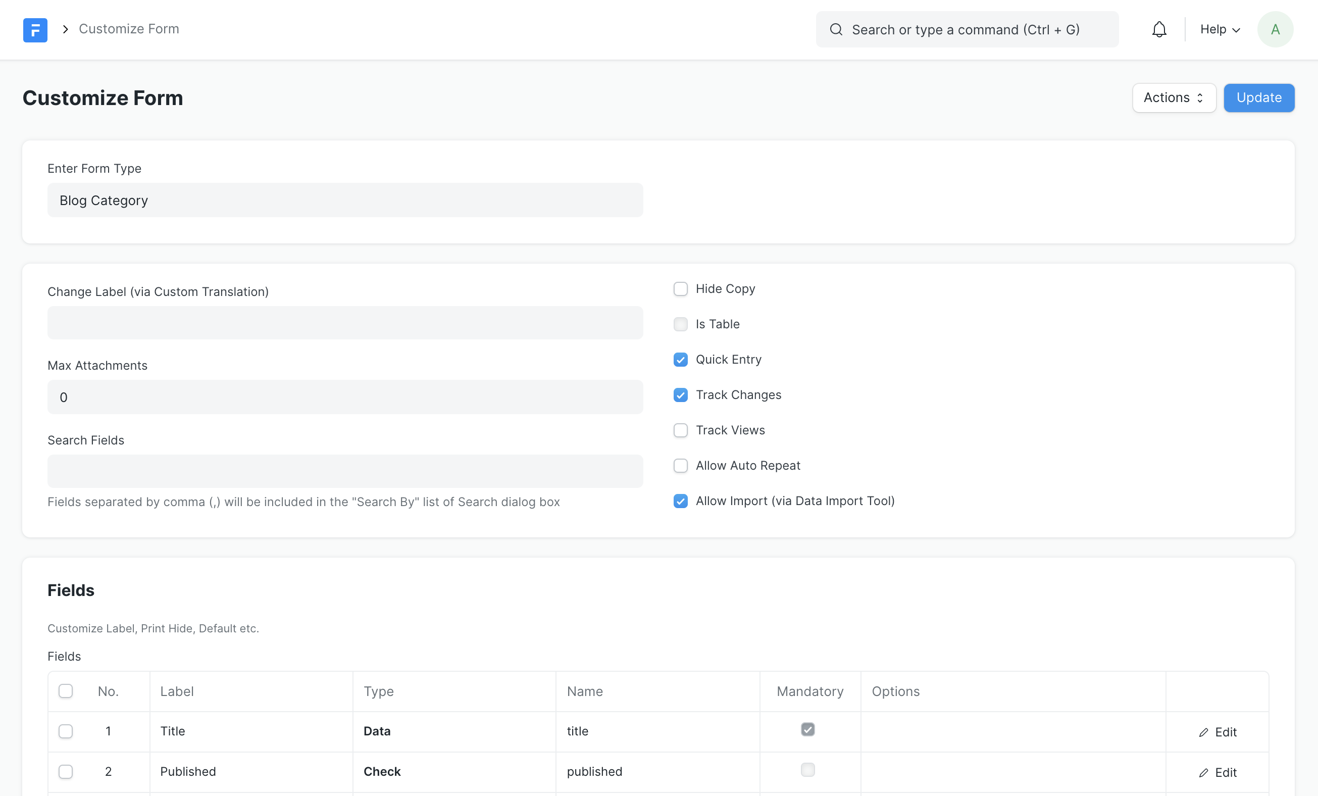 Customize Form