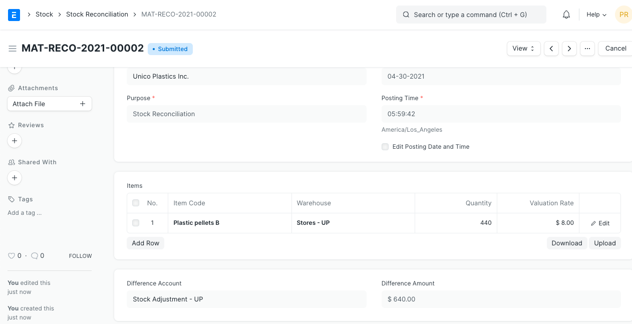 Stock Reconciliation