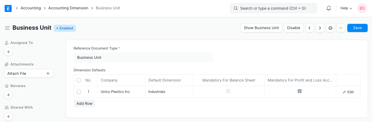 Creating Accounting Dimension