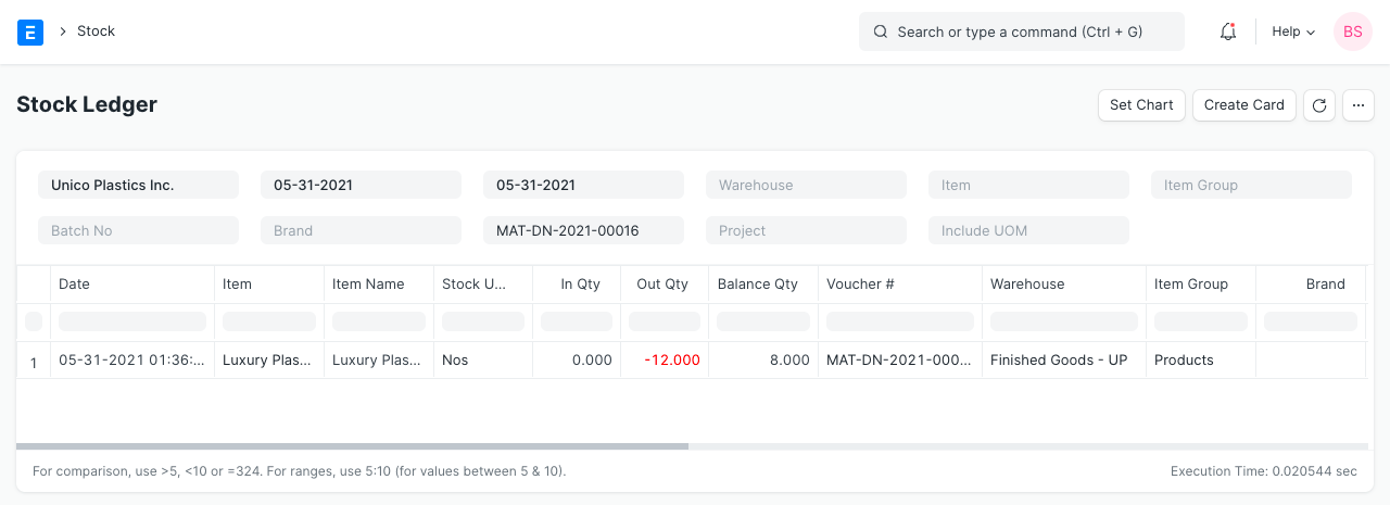 UOM in Stock Ledger